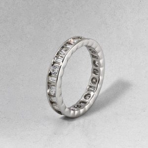 custom platinum baguette and round diamond eternity ring
