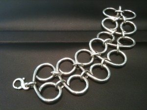 sterling silver custom double row fancy link bracelet