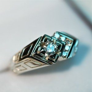 14K Custom Diamond Delta Ring