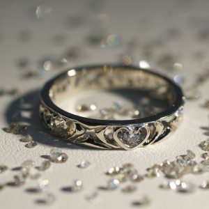 custom diamond wedding band in 14Kt white gold