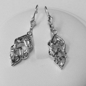 sterling silver intertwined love hearts pair of euro wire earrings