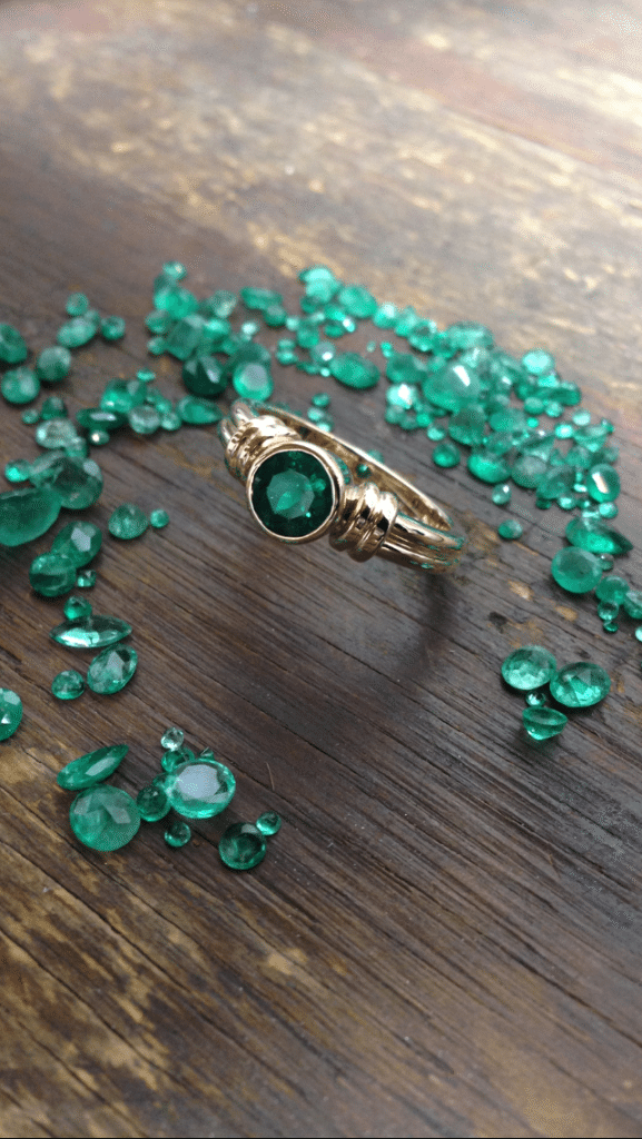 File Dec 13, 9 09 30 PM 14 Kt yellow gold custom emerald bezel style ring
