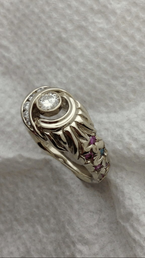 Custom Designed Sun and Moon Celestial Inspired Diamond Engagement Ring