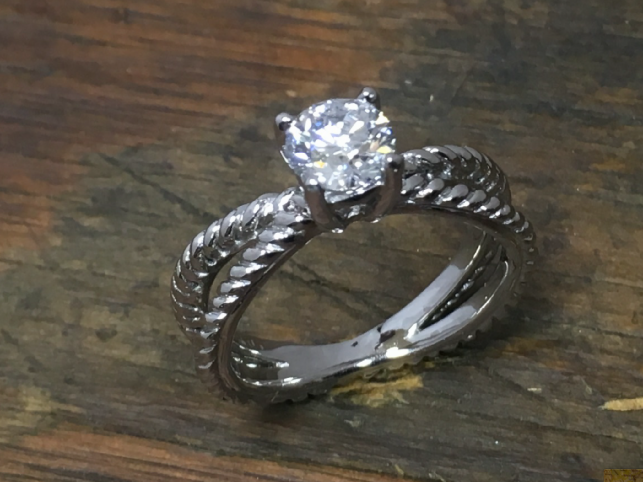Platinum and Diamond Custom Plymouth Knot Jewelry Engagement Style Ring