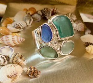 Multi Colored Sea Glass Ring
