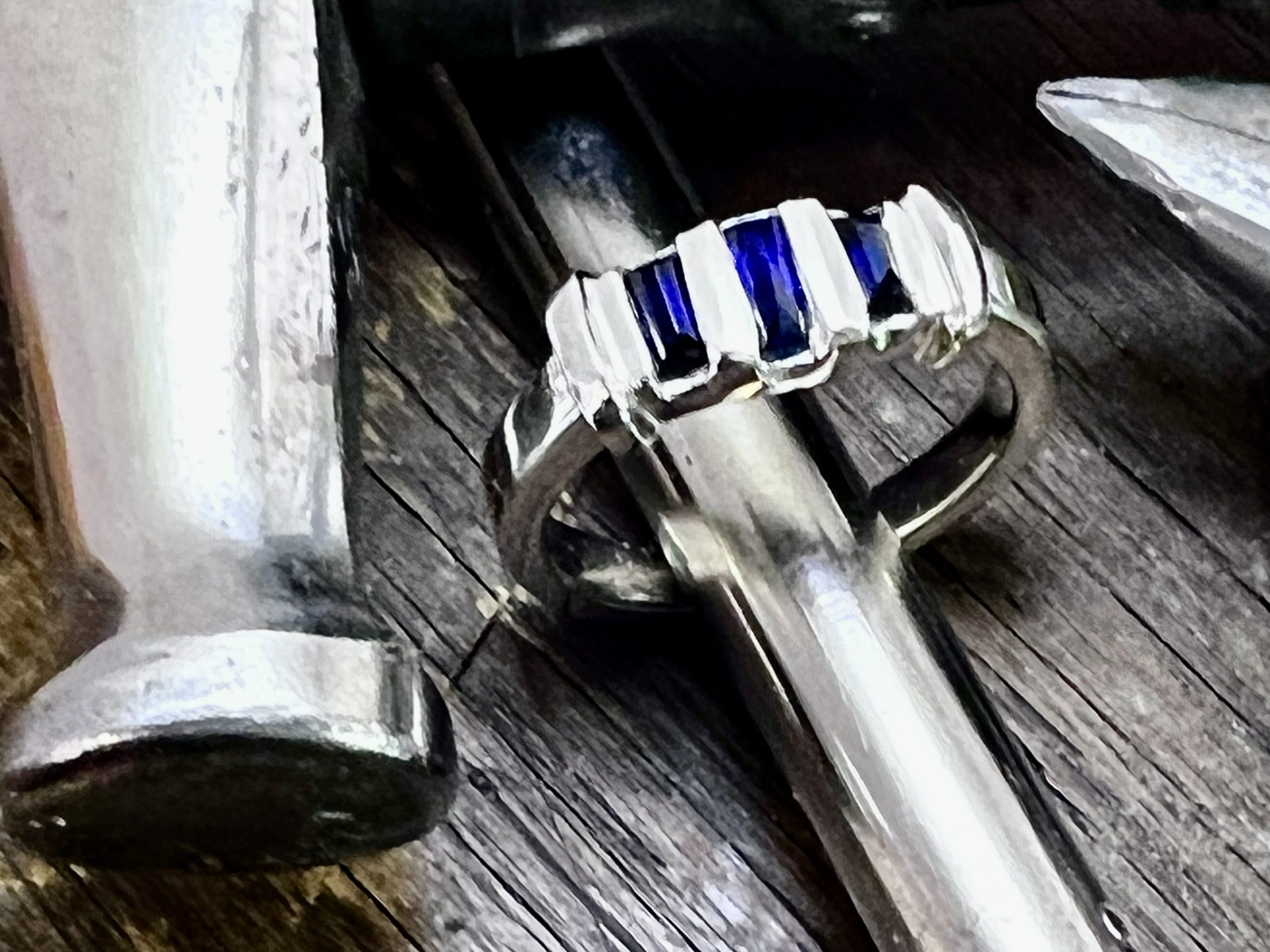 Custom Sapphire Baguette Ring