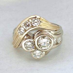 Custom Designed Two Tone Diamond Bezel Channel Ring