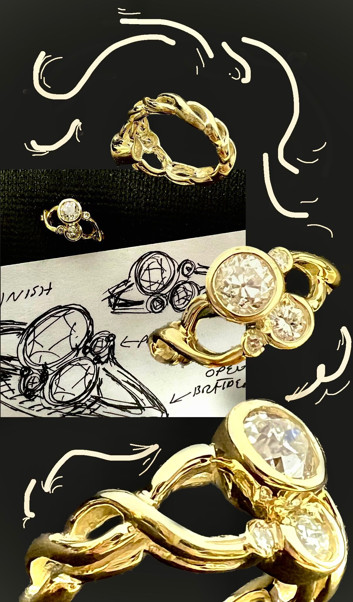 Two Stone Diamond Custom Braided Engagement style Ring